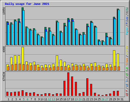 Daily usage for June 2021